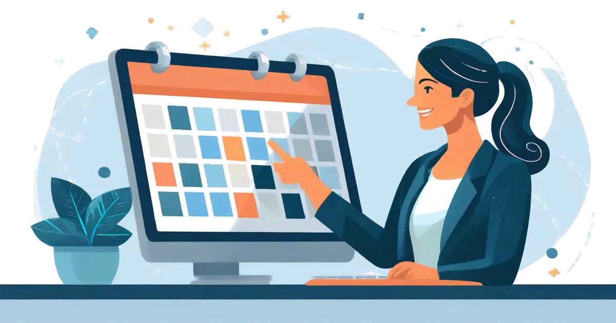 content calendar workflow - content calendar workflow - Person scheduling content on digital calendar