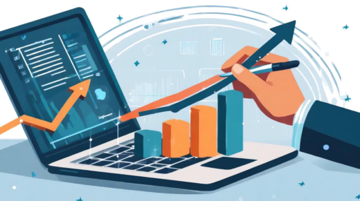 Image shows a pen drawing a graph over a laptop to represent content doubling revenue.