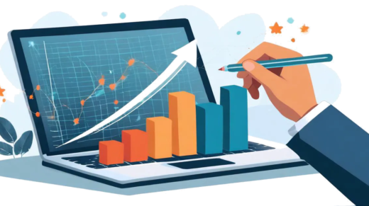 KPIs for content success - Pen drawing upward trending bar and line graphs