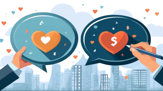 engaging content without ads - : Illustration of ad bubble crossed out by pen, heart bubble floats next to it representing shift to engaging content over annoying ads.