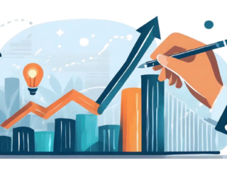 undefined - : An illustration of two hands. One is drawing a downward graph being crossed out while the other draws an upward arrow to represent pointless vanity metrics versus meaningful impact metrics.