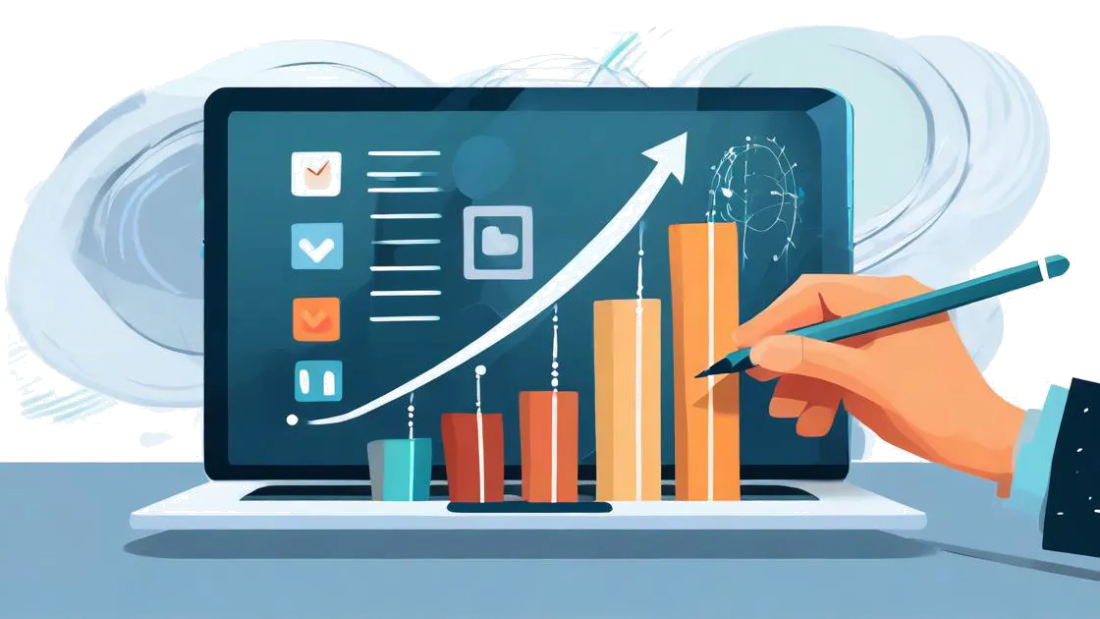 quantify your readers with analytics - A pen drawing a bar graph representing website analytics data on a notepad